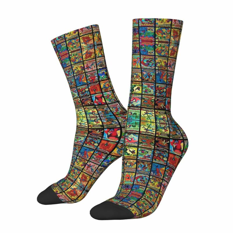 Vintage Superhero buku komik koleksi pola kaus kaki nyaman menyerap stoking sepanjang musim kaus kaki untuk hadiah Pria Wanita