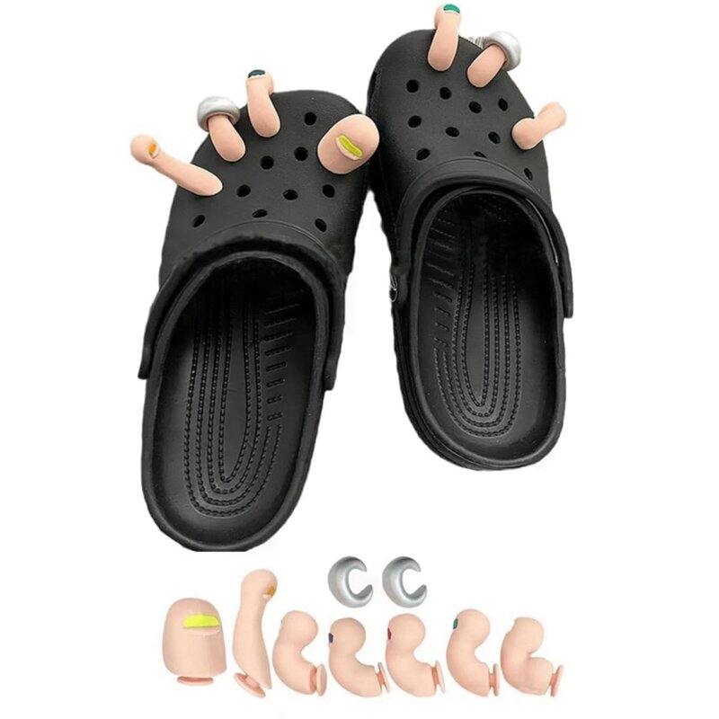 Комплект 3D подвесок с пальцами для Crocs Clogs, шлепанцы, сандалии, 7 шт., набор украшений для детей и взрослых