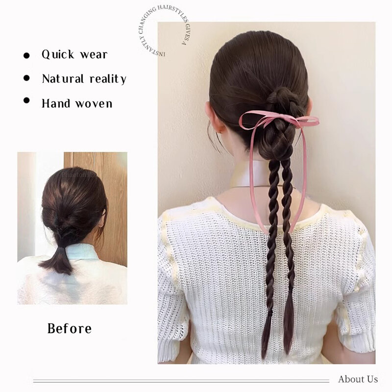 OLACARE Синтетические длинные плетеные удлинители волос для конского хвоста для женщин черный коричневый конский хвост с веревкой для волос высокотемпературное волокно