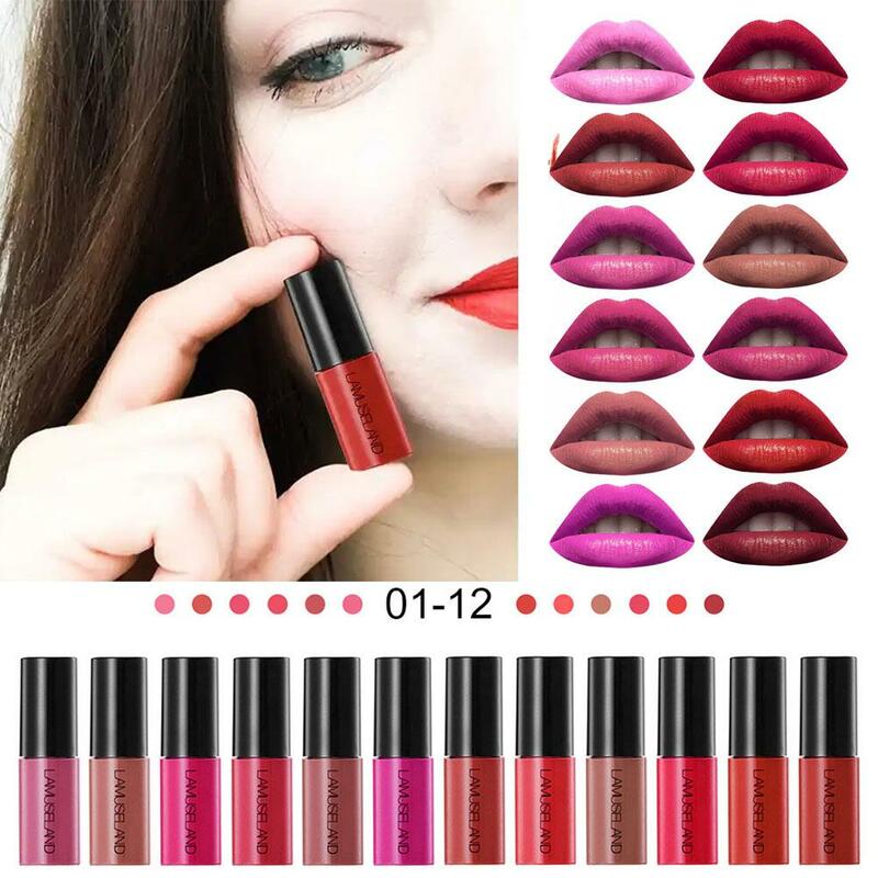 Mini Liquid Lip Gloss Waterproof Non-stick 24 Hours Lipstick Matte Lip Care Lasting Gloss Makeup Velvet Long Cosmetic H9B0