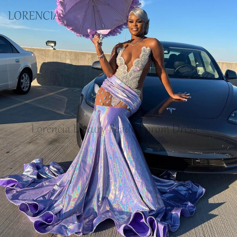 Sparkly 2024 Prom Dresses Mermaid Party Gown V-Neck Crystals Formal For Black Girls Sleeveless Rhinestones vestidos de gala