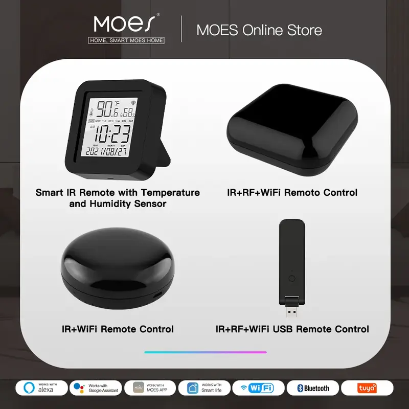 MOES-mando a distancia Universal para el hogar, dispositivo de Control por voz con aplicación Tuya Smart Life, compatible con Alexa y Google Home, WiFi RF