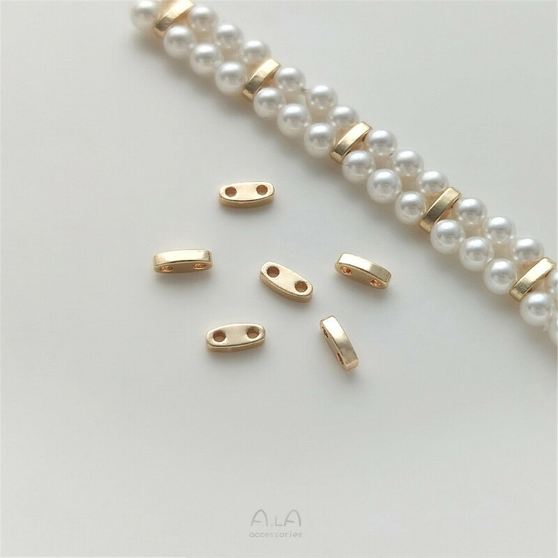 14K gold coated double row millet bead partition accessory double hole partition DIY handmade beaded bracelet jewelry material