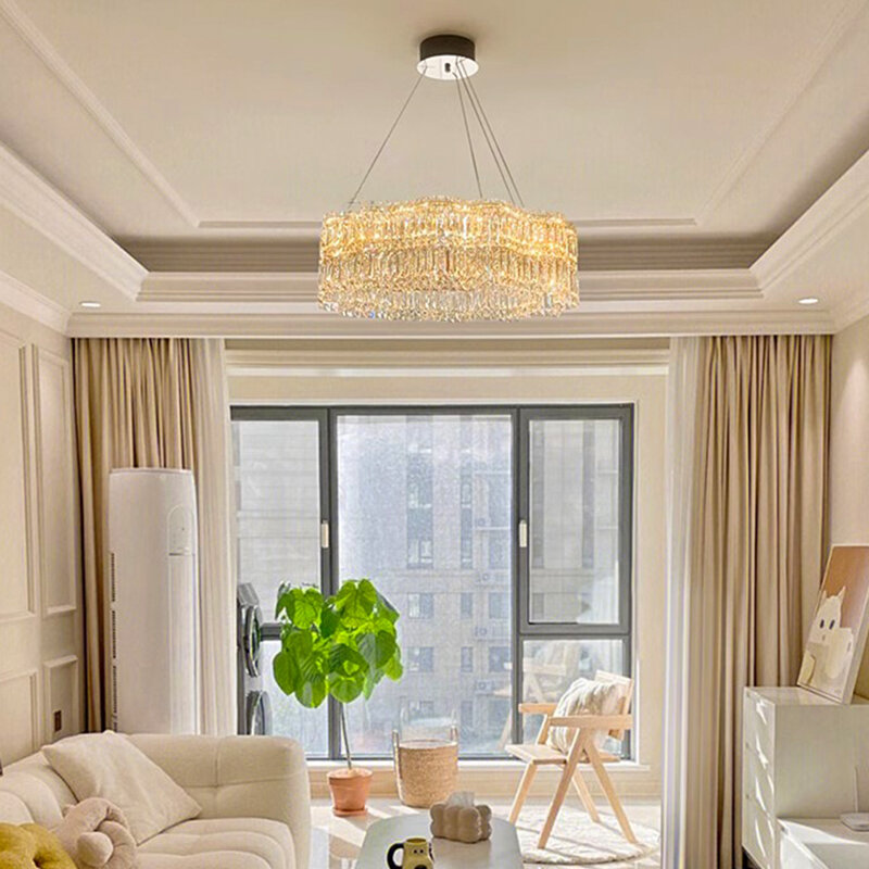 モダンなデザインのクリスタルLEDシャンデリア,室内装飾ライト,リビングルームやベッドルームに最適です。