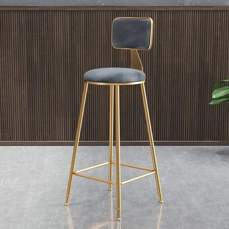 Taburete de mostrador de diseño dorado, silla de Bar de lujo Europea larga y moderna, respaldo minimalista suave, Taburete Alto, muebles únicos