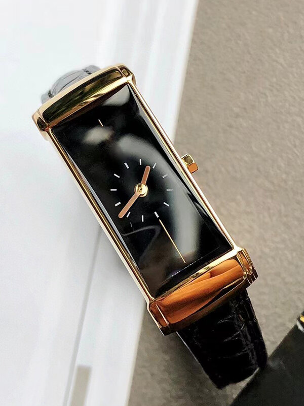 Designer square steel case sapphire convex mirror leather strap quartz watch 2024 Women's new watch fashion luxury watch