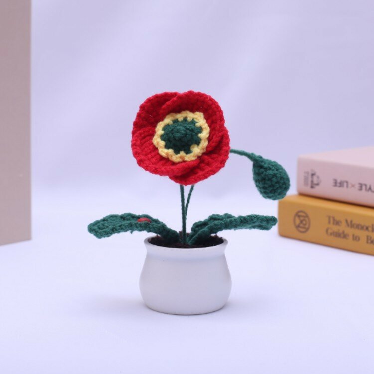 YuMeiRen-Fleur en Laine Crochetée à la Main, Simulation de Voiture en Pot, Décoration de Maison, Bricolage