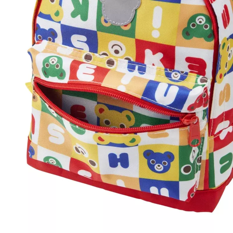 Mochila infantil dos desenhos animados, bolsa escolar com letra de urso colorido bonito, mochila do jardim de infância