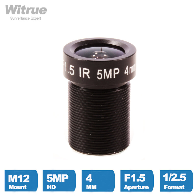 Witrue Starlight obiektywy kamery przemysłowej M12 mocowanie HD 5MP 4MM F1.5 1/1/2 metalowy kolor IR do nadzoru kamery bezpieczeństwa
