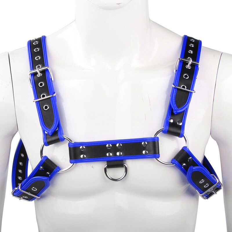 Fetish Gay Faux Leather Chest Harness Men Adjustable Sexual Body Bondage Cage Harness Belts Rave Gay Clothing for Adult Sex