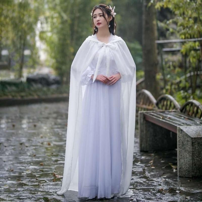 Jubah fotografi wanita, 1 buah gaya Cina warna Solid kesederhanaan jubah Hanfu pakaian syal fotografi dewasa antik musim semi musim panas