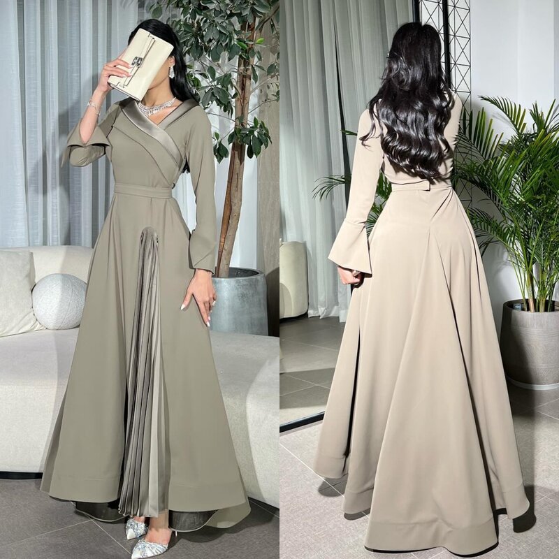 Sparkle Exquisite  High Quality Jersey Draped Criss-Cross Christmas A-line V-neck Bespoke Occasion Gown Long Dresses
