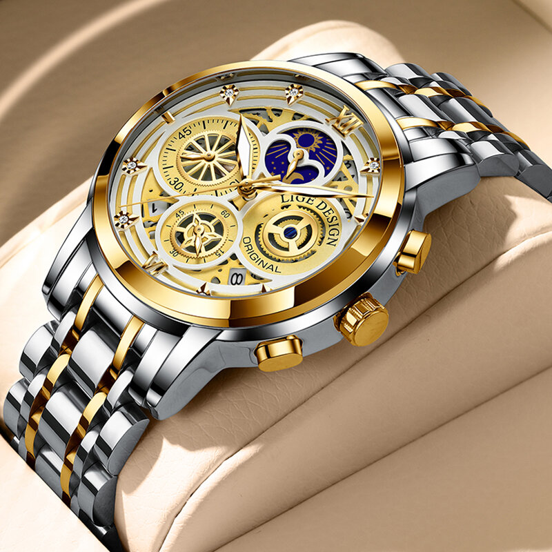 LIGE Luxury Ladies Watch donna impermeabile cinturino in acciaio oro rosa orologi da polso da donna orologi da polso di marca superiore Relogio Feminino