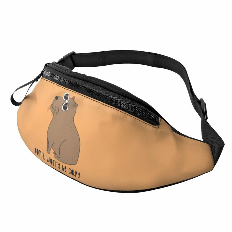 Cute Capybara Fanny Pack para mulheres e homens, Crossbody Waist Bag for Running, Phone Money Pouch, Cool Animal Pouch, Don't Worry Be Capy