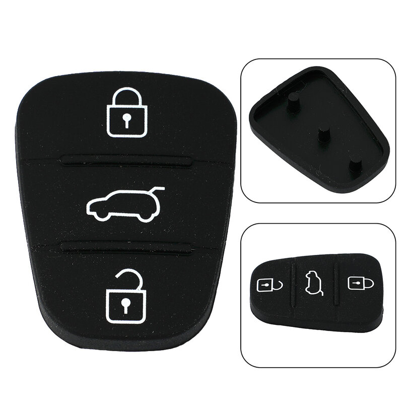1Pc Key 3 Knoppen Cover Vervanging Rubber Key Pad Zwart Voor Hyundai I20 I30 Ix35 Ix20 Rio Venga Auto Lock Systeem Sleutel Shell