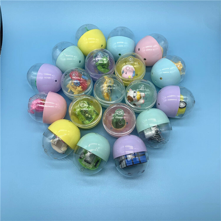 10 Stück 47x55mm Macaron transparente ovale Überraschung kapsel Spielzeug bunte bewegliche Osterei Spielzeug für Baby Kinder zufälligen Versand