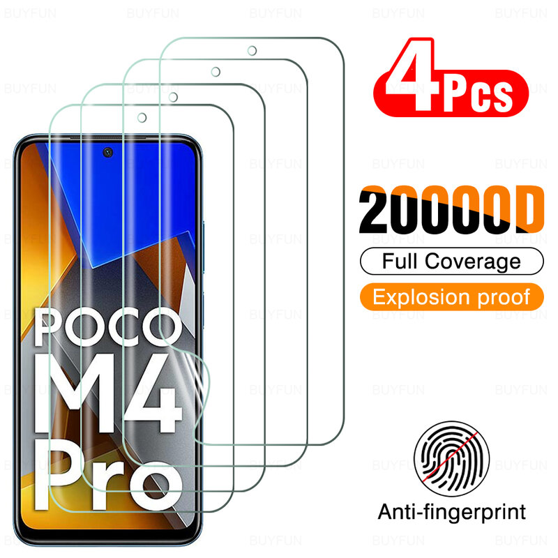 4 Stuks Screen Protector Hydrogel Film Voor Xiaomi Mi Poco M4Pro M4 Pro X4Pro X4 4G 5G PocoM4 beschermende Film Op Voor 6.43 "MZB0B5VIN