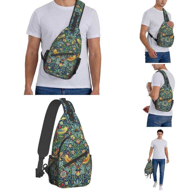 William Morris-mochila cruzada de fresa, bolso de pecho, mochila de hombro de arte Floral, mochila de día para senderismo, paquete de ciclismo al aire libre