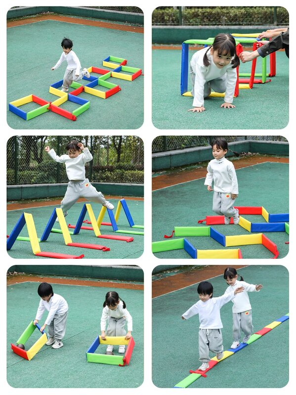 Kid Outdoor Game Fun Sports Kindergarten Game Interesting Body Sensory Integration Hopscotch Ring Jump Grid Kids Tunnels Games