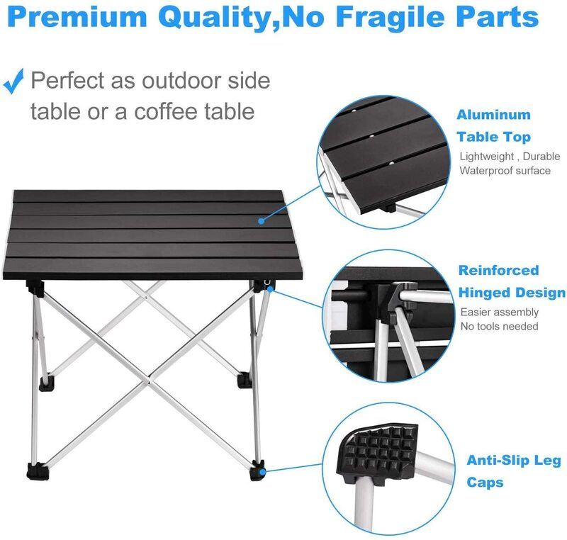 Meja Kemah Lipat Sangat Ringan Meja Makan Luar Ruangan Dapat Dilipat Paduan Aluminium Kekuatan Tinggi untuk Piknik BBQ Pesta Kebun
