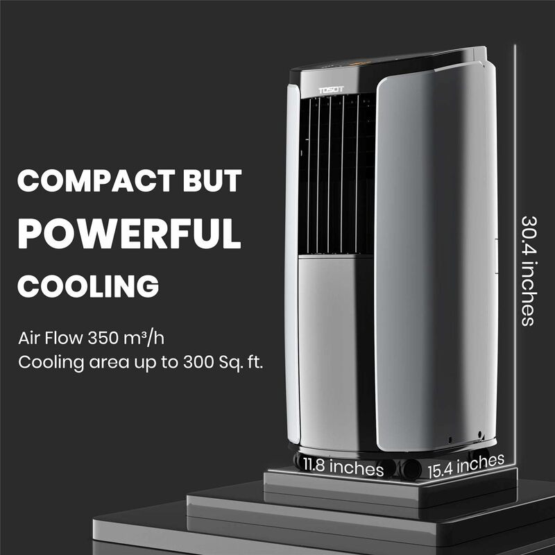 Climatiseur portable silencieux avec télécommande, ventilateur intégré, rafraîchissement facile des fenêtres, jusqu'à 300 pieds carrés