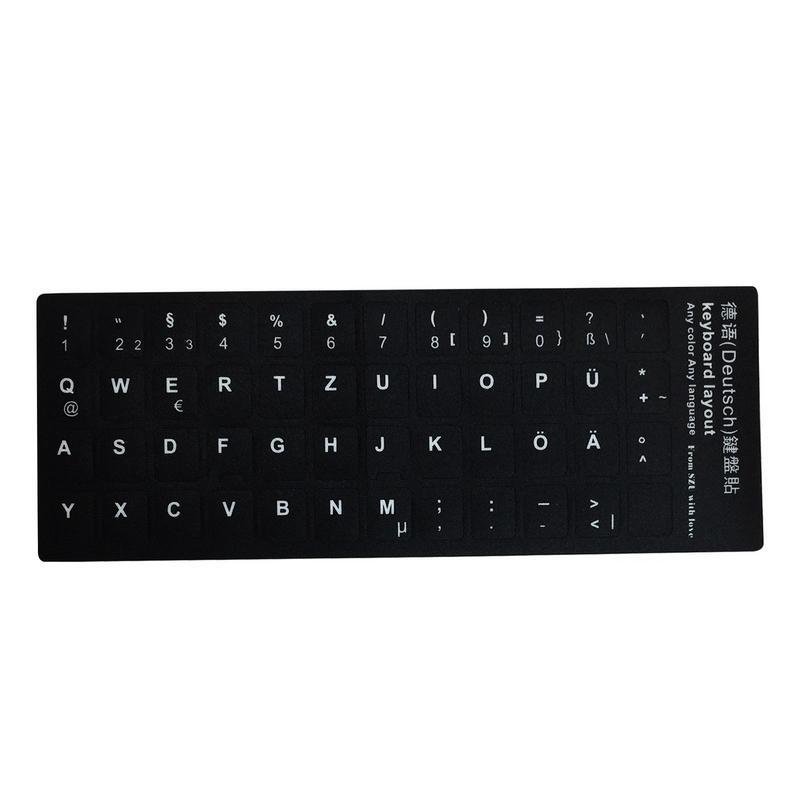 Autocollants pour clavier avec lettres de l'alphabet, stickers noirs pour ordinateur portable, de bureau, russe, espagnol, français, allemand