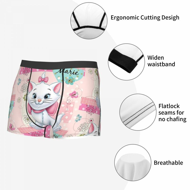 Disney Movie Marie Cat Boxer Shorts For Men 3D Printed Funny Kitten Film Underwear mutandine slip mutande traspiranti