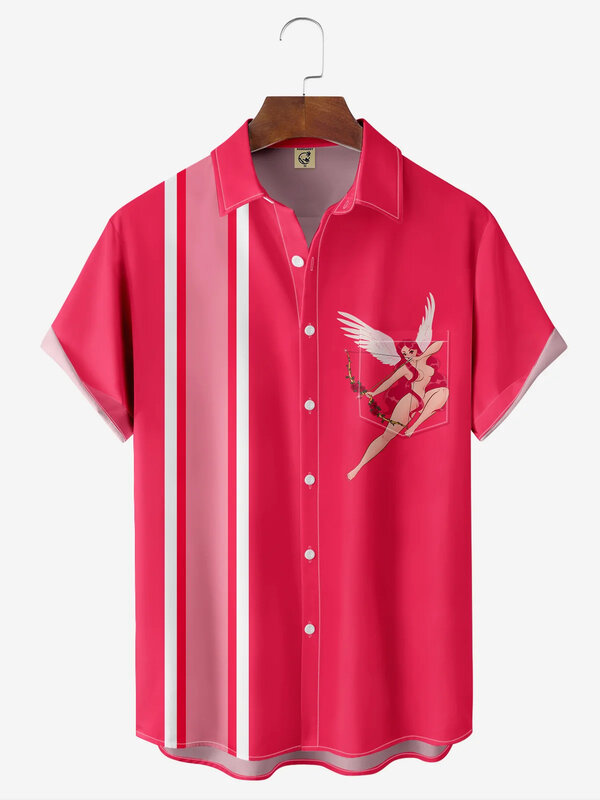 Chemise à manches courtes imprimée en 3D pour hommes, chemise de bowling par Alice Meow, vêtements d'été décontractés pour hommes, chemises de mode de rue pour garçons