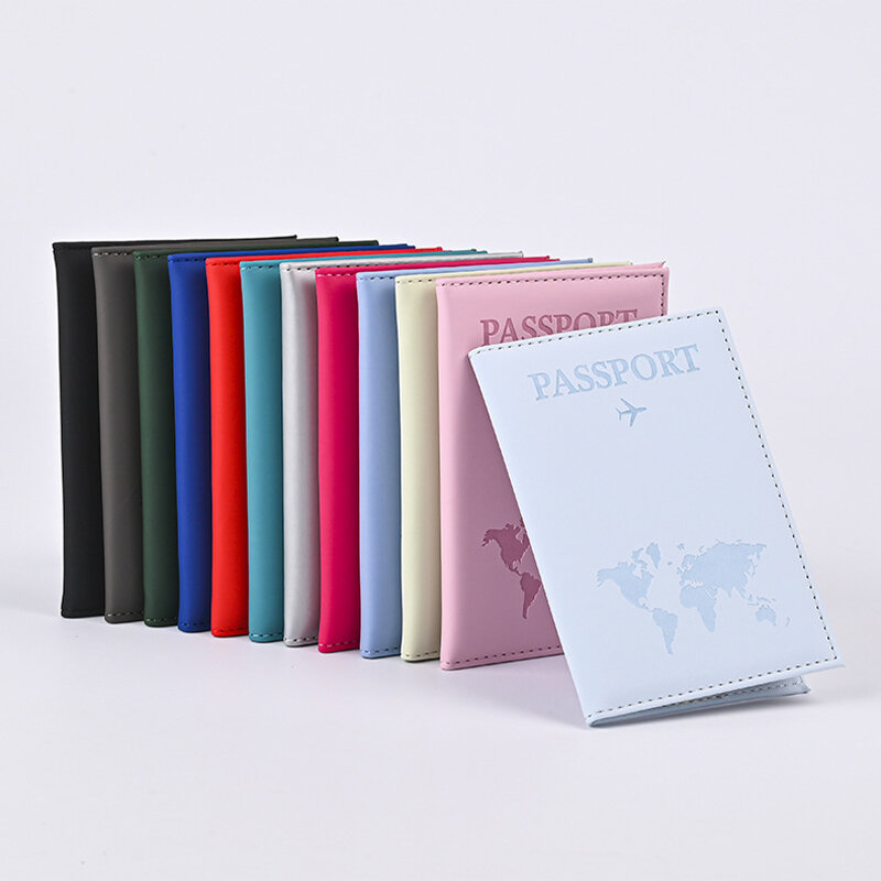 Couverture de Passeport de Voyage Mince, Porte-Passeport, Portefeuille Cadeau, Étui à Cartes en Cuir PU, Unisexe, 1 Pièce