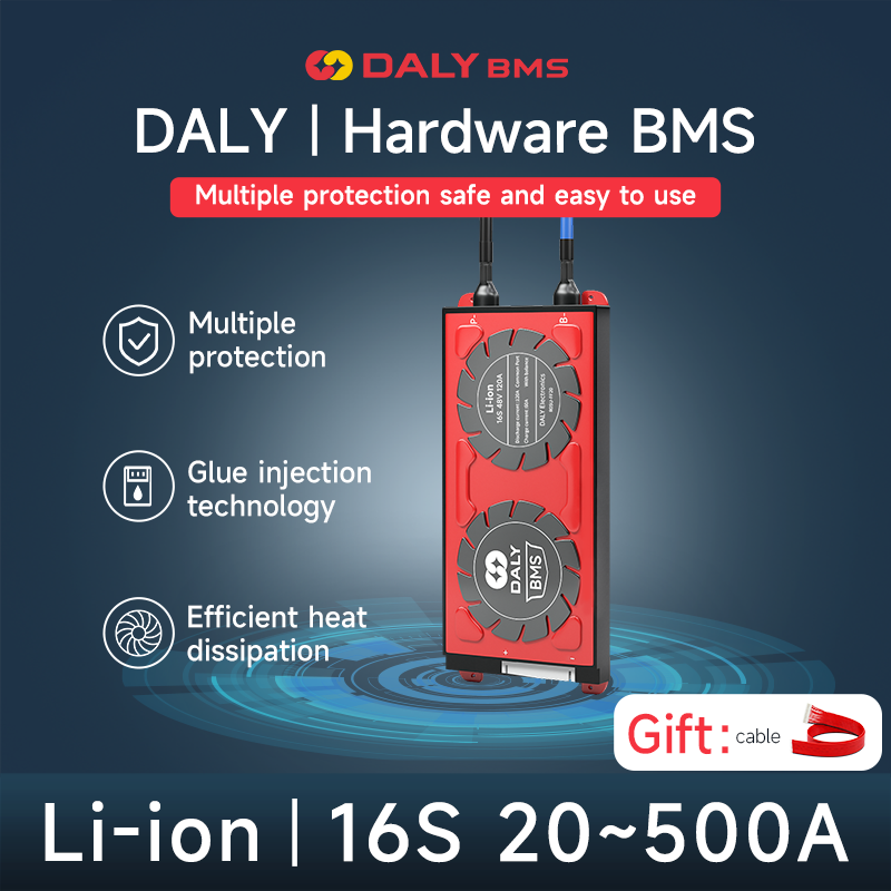 DALY-Placa de protección de batería BMS Li-ion 16S, 60V, 20a, 30A, 40a, 60A, 100A, 200A, 300A, 18650 PCM, BMS con equilibrio pasivo
