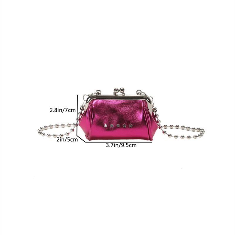 Мини-сумка высокого качества, летняя женская мини-сумка-хобо со звездами и зажимом, сумка через плечо с цепочкой, Женская милая сумка-хобо, модель 2023
