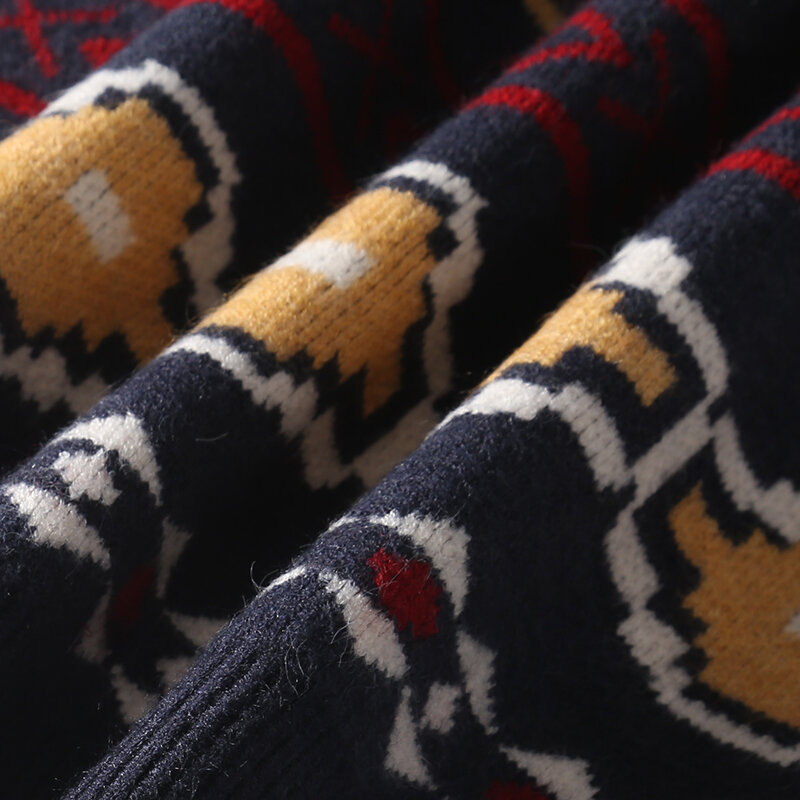 Colete e colete Jacquard masculino e feminino, suéter de malha vintage japonês