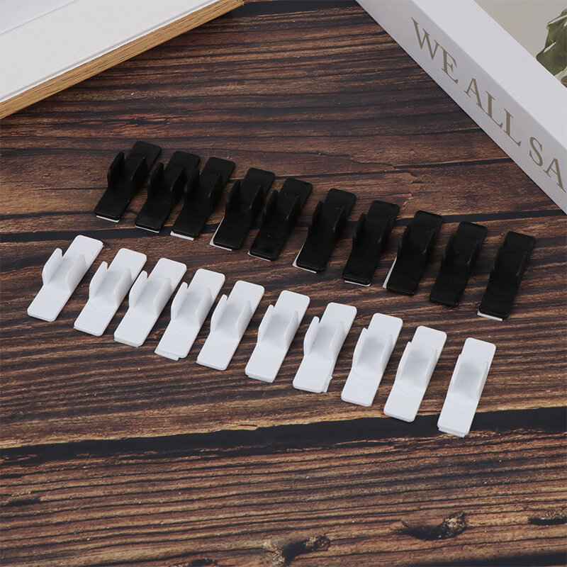 Suporte de caneta plástico auto-adesivo, suporte de caneta em forma de u, esponja, gel, caderno, caneta, clipe, 10pcs