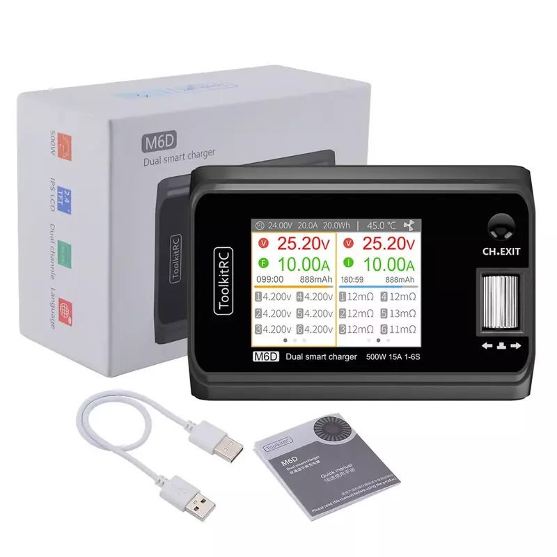 ツールキットrc-ミニスマート充電器、デュアルチャンネル充電器、m6d、500 w、15a、dc、1-6s lio、fpv、m8、500 w、15に適合