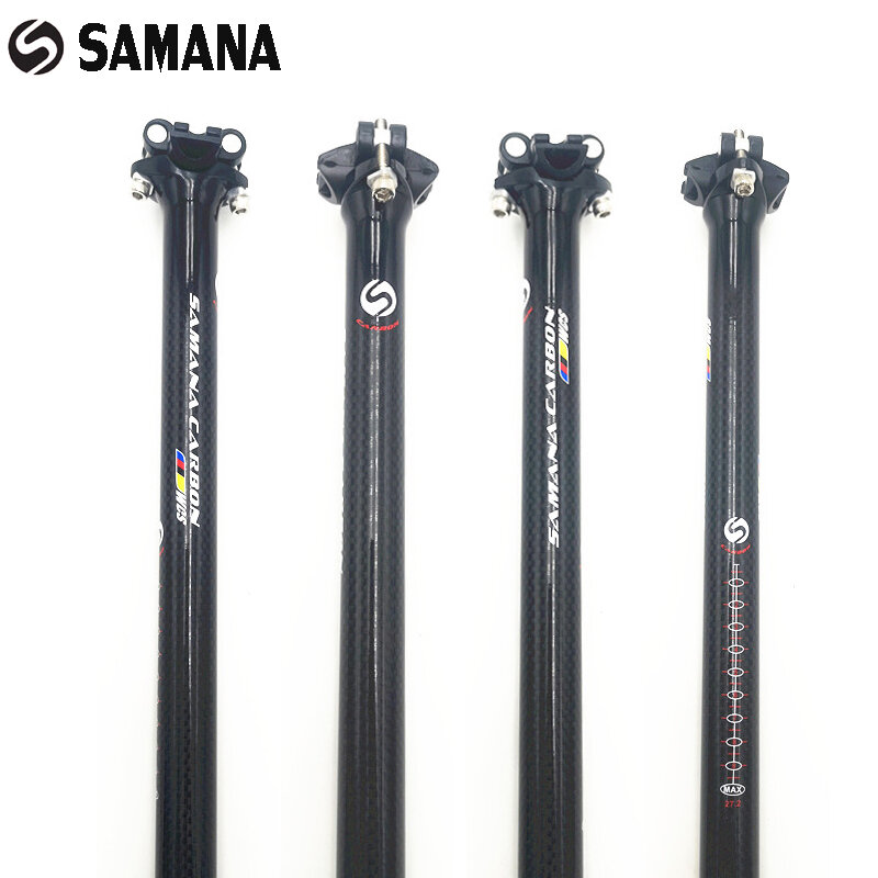 Samana wcs venda quente de fibra carbono estrada bicicleta selim mtb mountain bike peças espigão tubo 27.2 30.8 31.6*350/400mm
