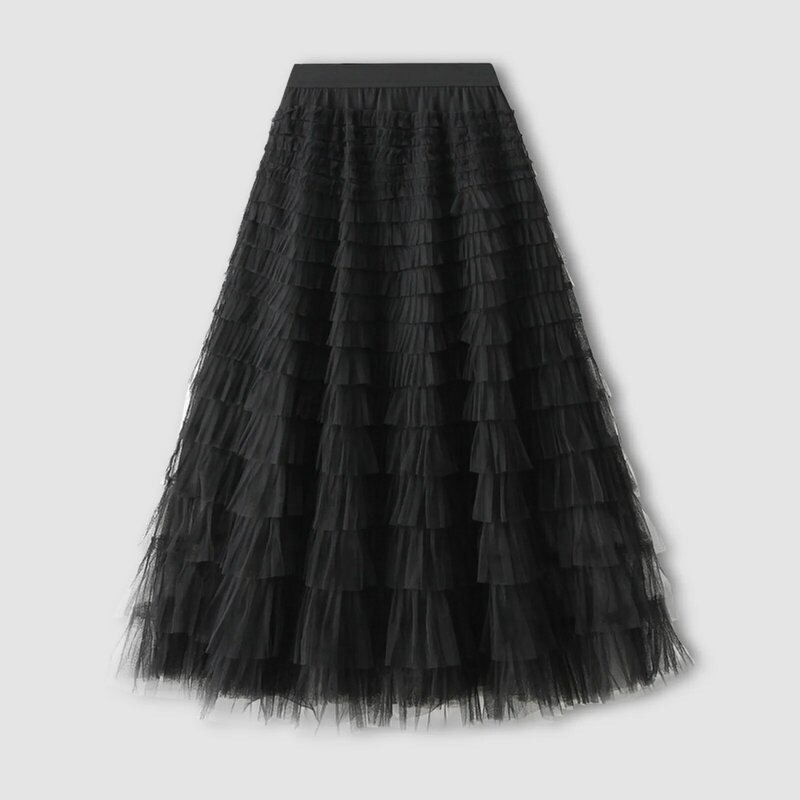 Женская сетчатая Пышная юбка, винтажное бальное платье из тюля с эластичной талией и высокой талией, 2024