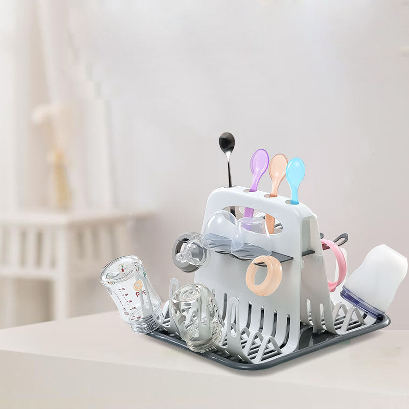 Baby Bottle Drying Rack Portable Cleaning Dryer Bottle Dryer Storage Holder for Feeding Bottles Accessories Drain Tray Water Cup