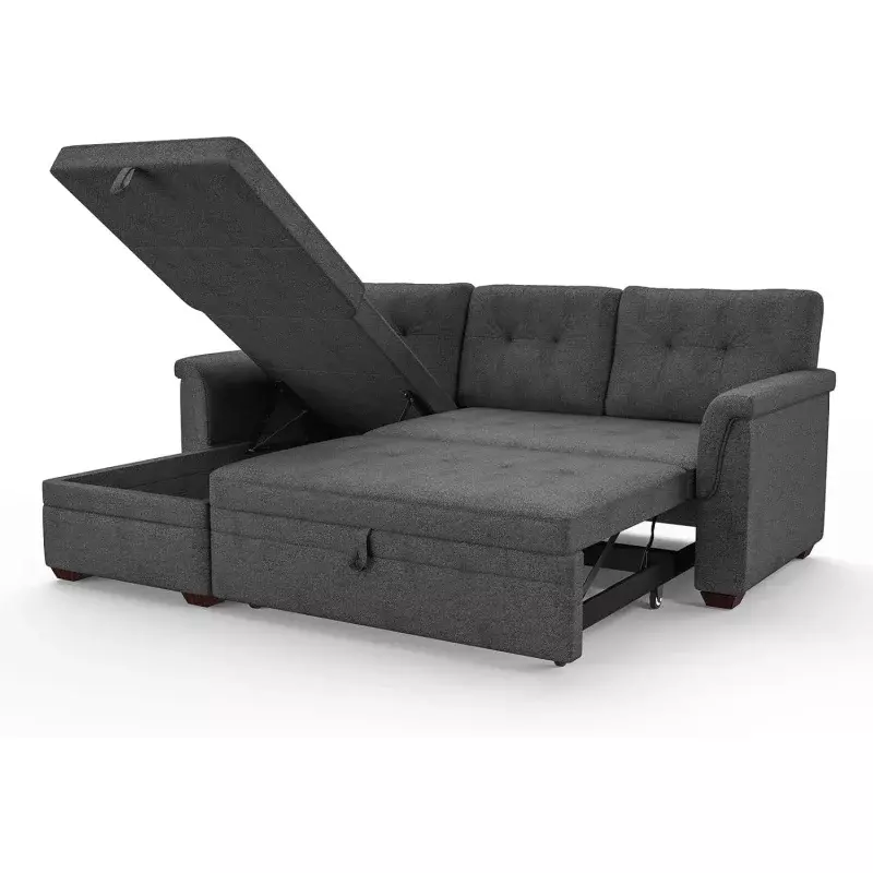 Lovmor Schnitts ofa 84 Zoll l geformte Schläfer der Cabrio Lounge ausziehbare Couch Bett und Lagerung Chaiselongue für zu Hause Wohnzimmer a