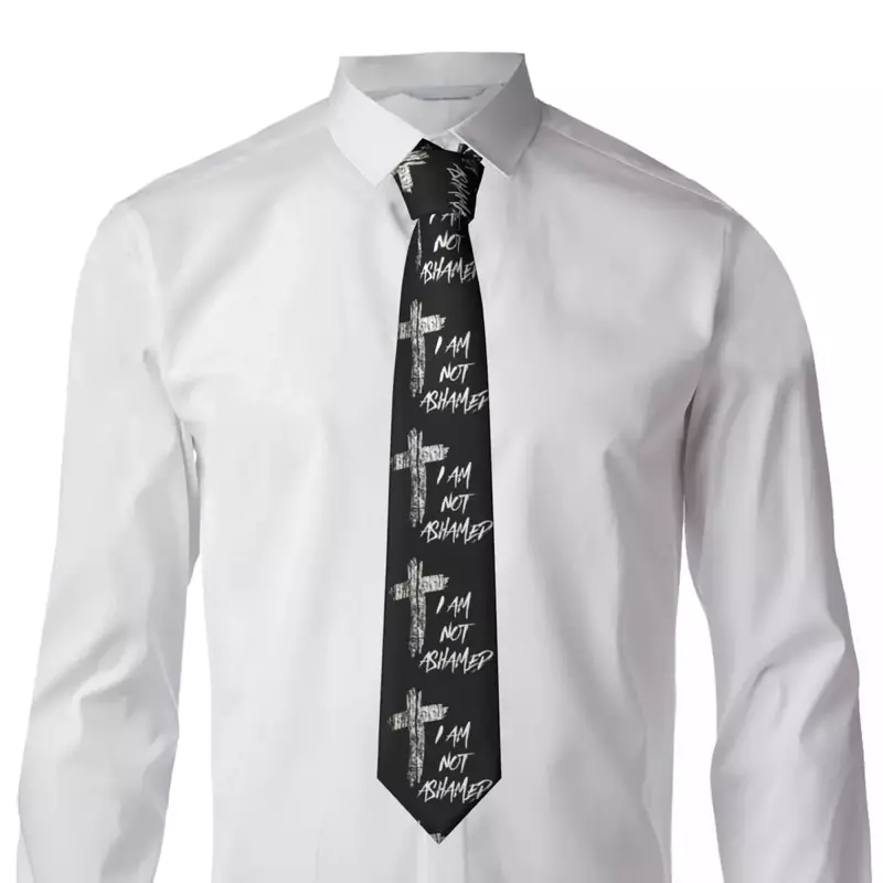 Custom I Am Not Ashamed Tie Jesus Christian Wedding Party Neck Ties Men Elegant Necktie Accessories Quality Printed Collar Tie