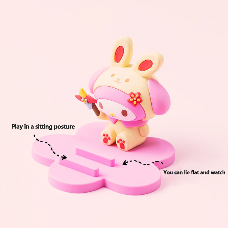 Sanrio – poupée 3D Anime, ornement de bureau, support de téléphone portable, figurine Kuromi, série de fête d'anniversaire, mignon Kawaii, cadeau pour fille