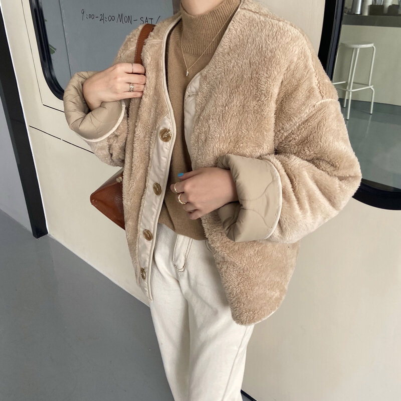Arazooyi-abrigo liso de manga larga para mujer, chaqueta informal holgada con botonadura única, Tops elegantes para invierno, novedad de 2023