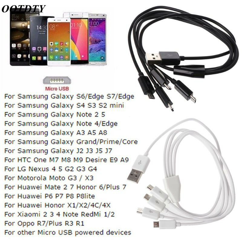 1pc Portable USB 2.0 Type A Male To 4 Micro USB Male Splitter Y Charging Cable for Samsung Xiaomi Mobile Phone Tablet Power Bank