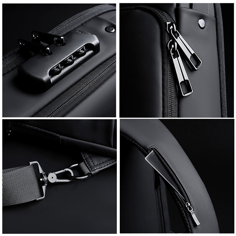 Bolsa de ombro multifunções anti-roubo USB para homens, bolsa crossbody masculina, pacote mensageiro, bolsa de peito de viagem, pacote mensageiro
