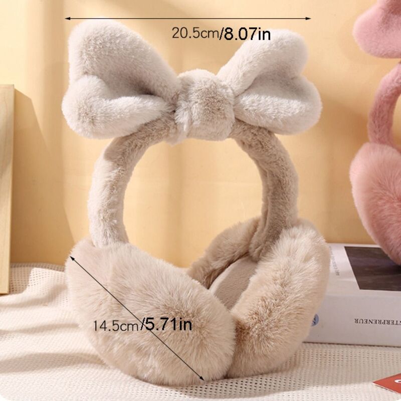 Earmuffs de pelúcia dobráveis com Bowknot, Proteção Orelha, À Prova de Vento, Tampa para Manter Aquecedor, Exterior, Bonito, Inverno