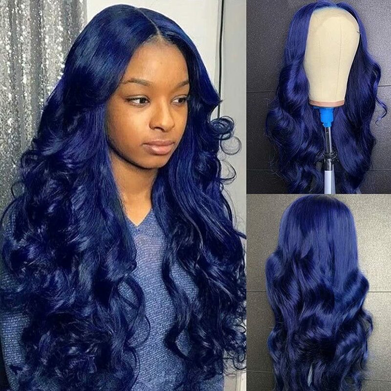 Royal Blue Lace Front Wigs For Women Ombre Colored Wig Remy Brazilian Human Hair Body Wave Lace Frontal Closure Wigs PrePlucked