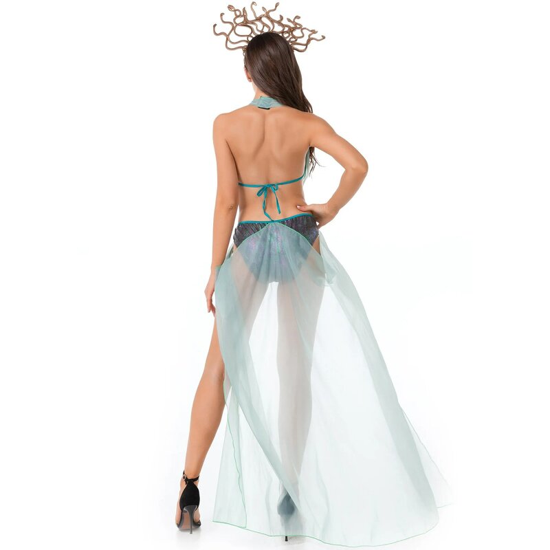 Halloweenowy seksowna fantazyjna sukienka kobiet seksowny kostium meduzy opiekuna