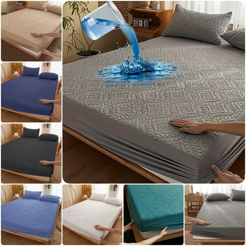 Protector de colchón grueso impermeable, Sábana ajustable antiácaros, transpirable, lavable a máquina, sin funda de almohada