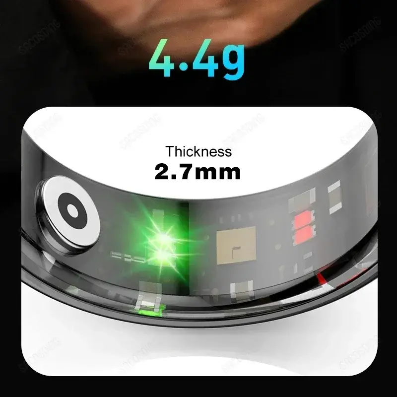 2024 Slimme Ring Militaire Kwaliteit Titanium Stalen Schaal Gezondheid Hartslag Monitor Ip68 3atm Waterdichte Multi-Sport Modi Ring Smart