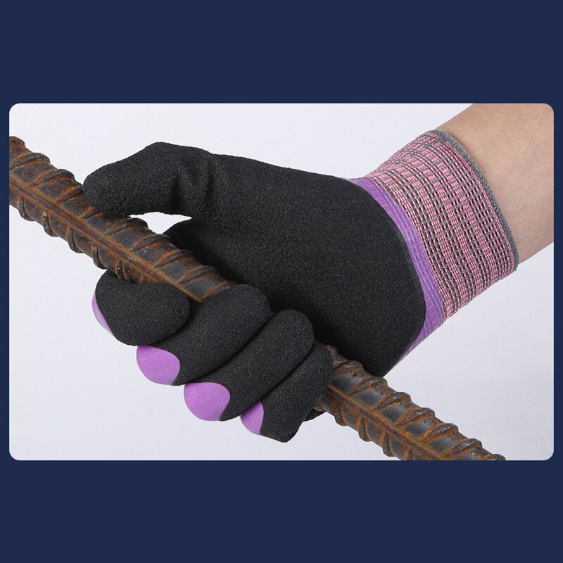 Guanti da giardinaggio con protezione a prova di freddo all'aperto guanti impermeabili in lattice completamente rivestiti guanti da lavoro in Nylon viola