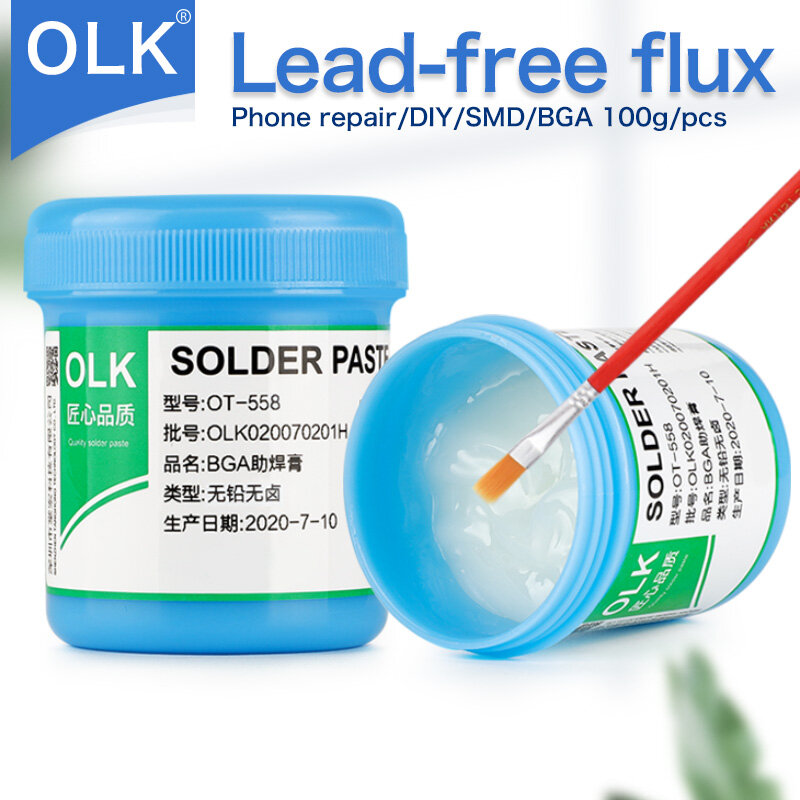 OLK SMD BGA Welding Flux Lead Free Halogen Free Soldering Paste  No Cleaning  Phone Repair Solder Paste Rosin Solder Oil 100g